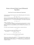 Notes on Second Order Linear Differential Equations