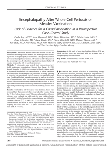 Encephalopathy After Whole-Cell Pertussis or Measles Vaccination