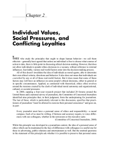 Individual Values, Social Pressures, and Conflicting