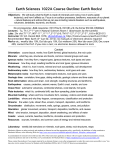 Earth Sciences 1022A Course Outline: Earth Rocks!