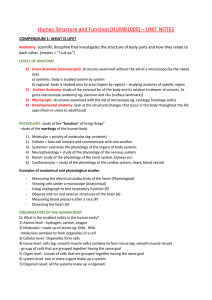 Human Structure and Function (HUMB1000) – UNIT NOTES