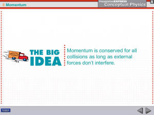 Momentum is conserved for all collisions as long as external forces