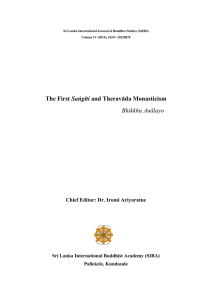 The First Saṅgīti and Theravāda Monasticism Bhikkhu Anālayo