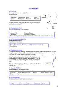 Astronomy work sheet