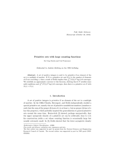 Primitive sets with large counting functions