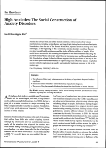 High Anxieties: The Social Construction of Anxiety Disorders