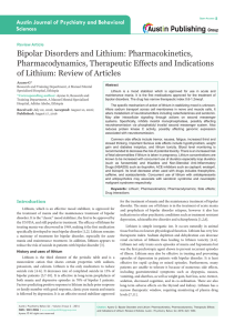 Bipolar Disorders and Lithium: Pharmacokinetics