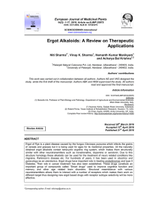 Ergot Alkaloids: A Review on Therapeutic Applications (PDF