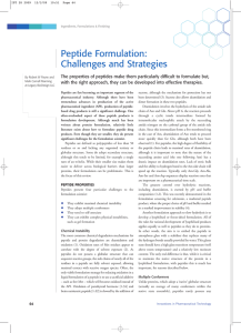 Peptide Formulation: Challenges and Strategies