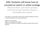 AIM: Students will know how to succeed on exams in urban ecology