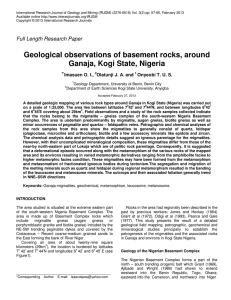 Geological observations of basement rocks, around Ganaja, Kogi