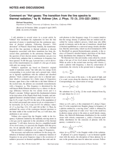 Hot gases: The transition from the line spectra to