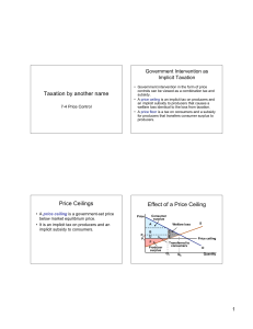 Taxation by another name Price Ceilings Effect of a Price Ceiling