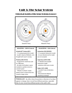 Unit 3: The Solar System Historical Models of the Solar System