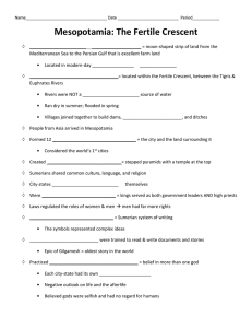 Mesopotamia: Sumerians Notes