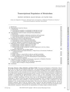 Transcriptional Regulation of Metabolism