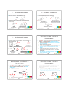 13.1 Alcohols and Phenols 13.1 Alcohols and Phenols 13.1