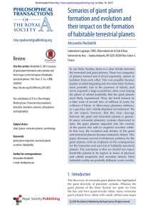 Scenarios of giant planet formation and evolution and their impact