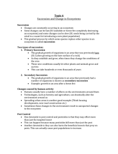 Topic 6 Succession and Change in Ecosystems