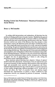 Reading Context Into Performance: Theatrical Formations and