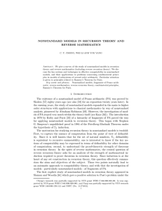 NONSTANDARD MODELS IN RECURSION THEORY