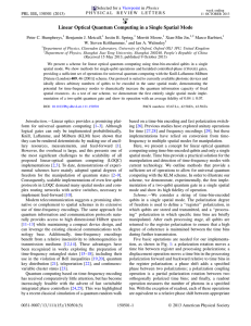 Linear Optical Quantum Computing in a Single Spatial Mode