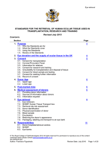 Standards for the Retrieval of Human Ocular Tissue used in