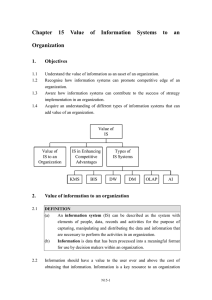 Chapter 14 Value of Information Systems to an Organization