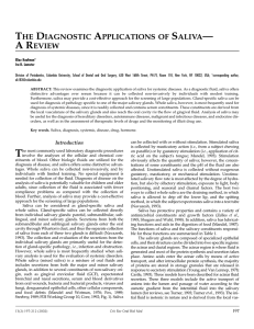 The Diagnostic Applications of Saliva— A Review