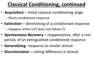 Classical Conditioning, continued