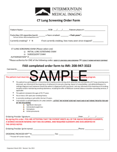 CT Lung Screening Order Form FAX completed order form to IMI
