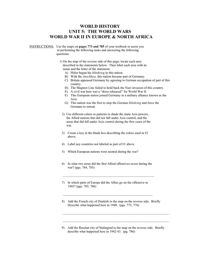 Which Two Major Allied Nations Appear On The Map Map Questions: Wwii In Europe And North Africa