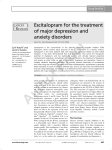 Escitalopram For The Treatment anxiety Disorders