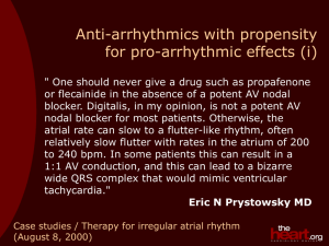 Contemplated treatment in palpitations and irregular atrial