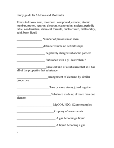 Study guide Gr 6 Atoms and Molecules