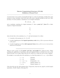Discrete Computational Structures (CS 225) Definition of Formal Proof