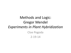 Methods and Logic: Gregor Mendel Experiments in Plant