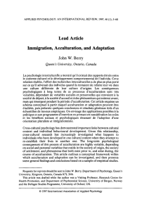 (1997) `Immigration, Acculturation, and Adaptation`