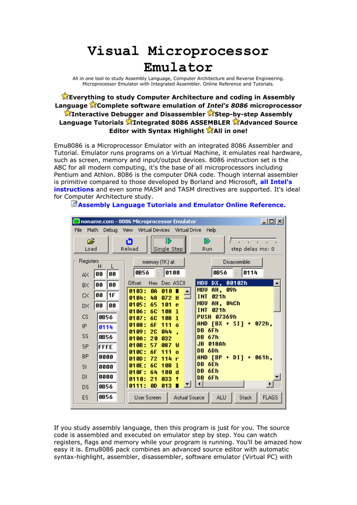 Online emulator 8086 Online emulator 8086