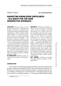 MArKEtInG KnoWLEdGE uSEFuLnESS - In A QuESt For
