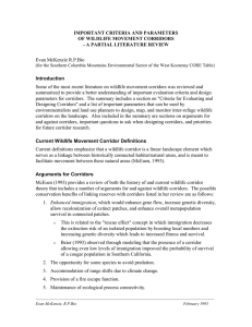 important criteria and parameters of wildlife movement corridors