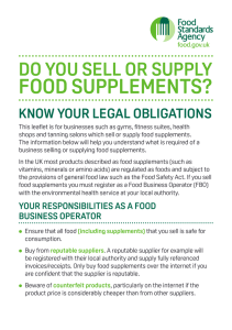 Do You Sell or Supply Food Supplements?