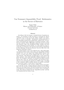 Von Neumann`s Impossibility Proof: Mathematics in - Philsci