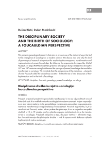 the disciplinary society and the birth of sociology: a foucauldian