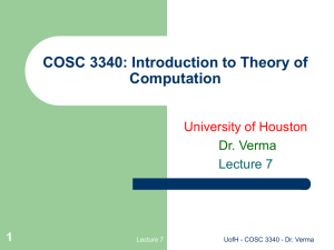 COSC 3340: Introduction to Theory of Computation