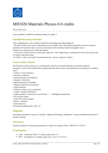 KTH | MH1026 Materials Physics 6.0 credits