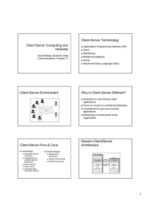 Client Server Computing and Intranets Client