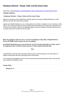 Database Refresh - Empty Table and Re-Import Data