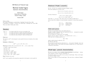 Normal modal logics (Syntactic characterisations)