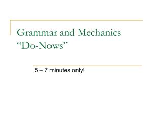 English 9 Grammar and Mechanics